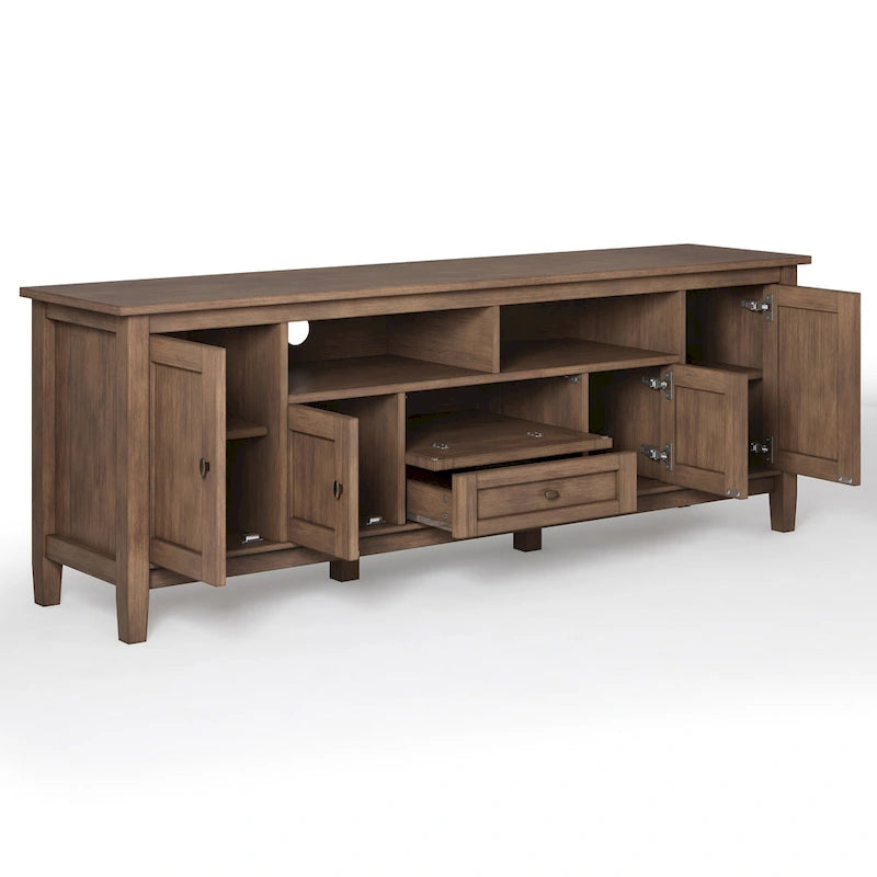 Meuble TV WYNDENHALL Norfolk en BOIS MASSIF de 72 pouces de large pour téléviseurs jusqu'à 80 pouces - 72 L x 17,5 P x 26 H