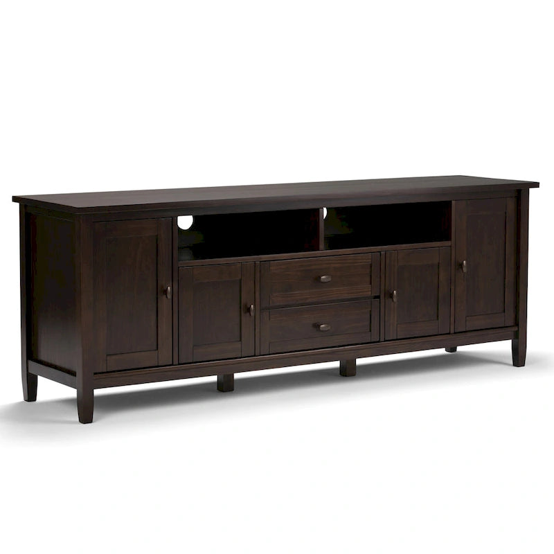Meuble TV WYNDENHALL Norfolk en BOIS MASSIF de 72 pouces de large pour téléviseurs jusqu'à 80 pouces - 72 L x 17,5 P x 26 H