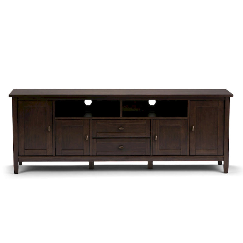 Meuble TV WYNDENHALL Norfolk en BOIS MASSIF de 72 pouces de large pour téléviseurs jusqu'à 80 pouces - 72 L x 17,5 P x 26 H