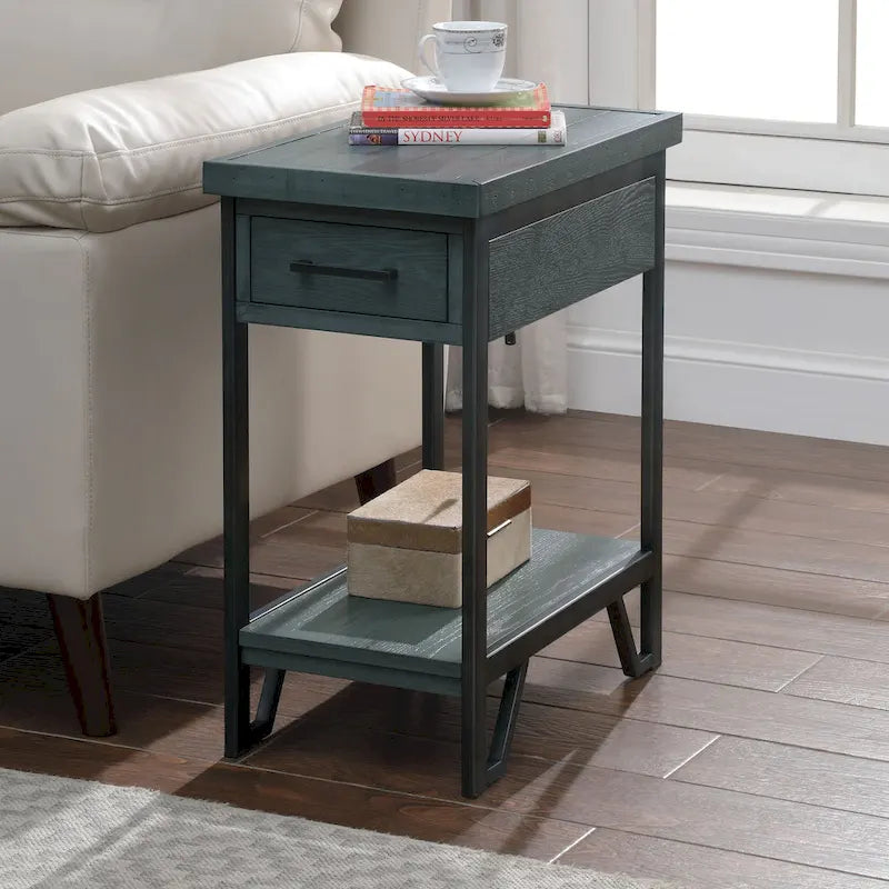 Table d'appoint rustique Mingard en bois de 50 cm avec 1 étagère et 1 tiroir par Furniture of America