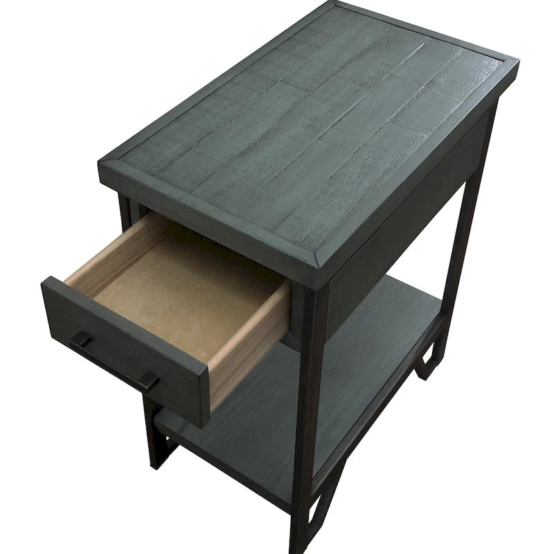 Table d'appoint rustique Mingard en bois de 50 cm avec 1 étagère et 1 tiroir par Furniture of America