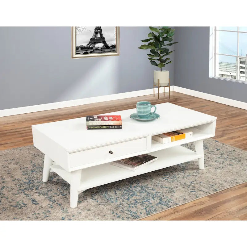 Table basse Flynn Mid Century Modern à 1 tiroir par Alpine Furniture