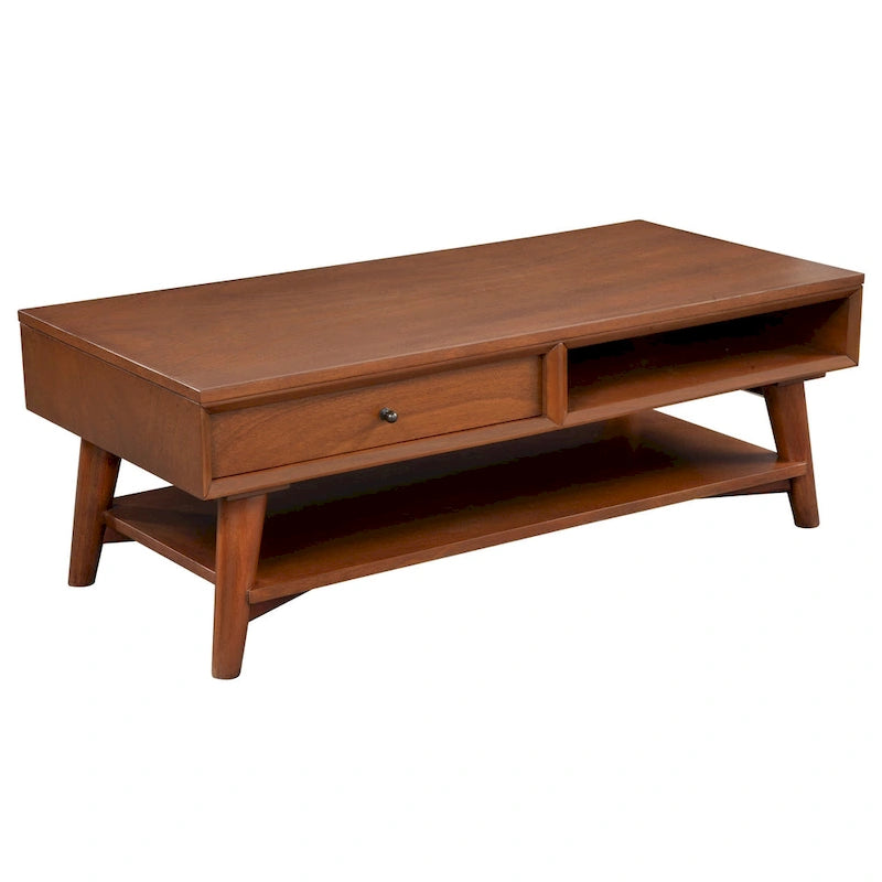 Table basse Flynn Mid Century Modern à 1 tiroir par Alpine Furniture
