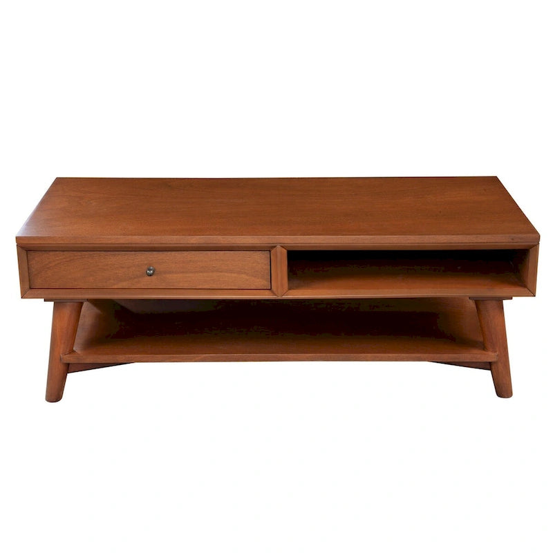 Table basse Flynn Mid Century Modern à 1 tiroir par Alpine Furniture