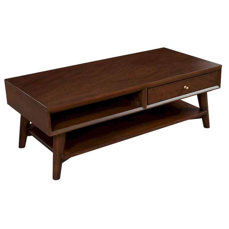 Table basse Flynn Mid Century Modern à 1 tiroir par Alpine Furniture