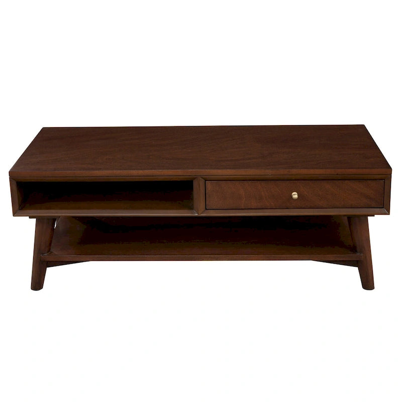 Table basse Flynn Mid Century Modern à 1 tiroir par Alpine Furniture