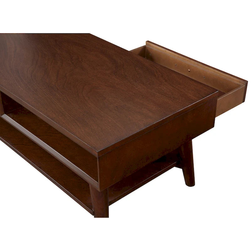 Table basse Flynn Mid Century Modern à 1 tiroir par Alpine Furniture