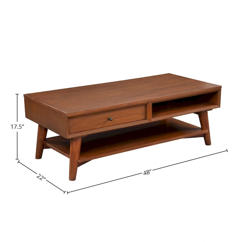 Table basse Flynn Mid Century Modern à 1 tiroir par Alpine Furniture