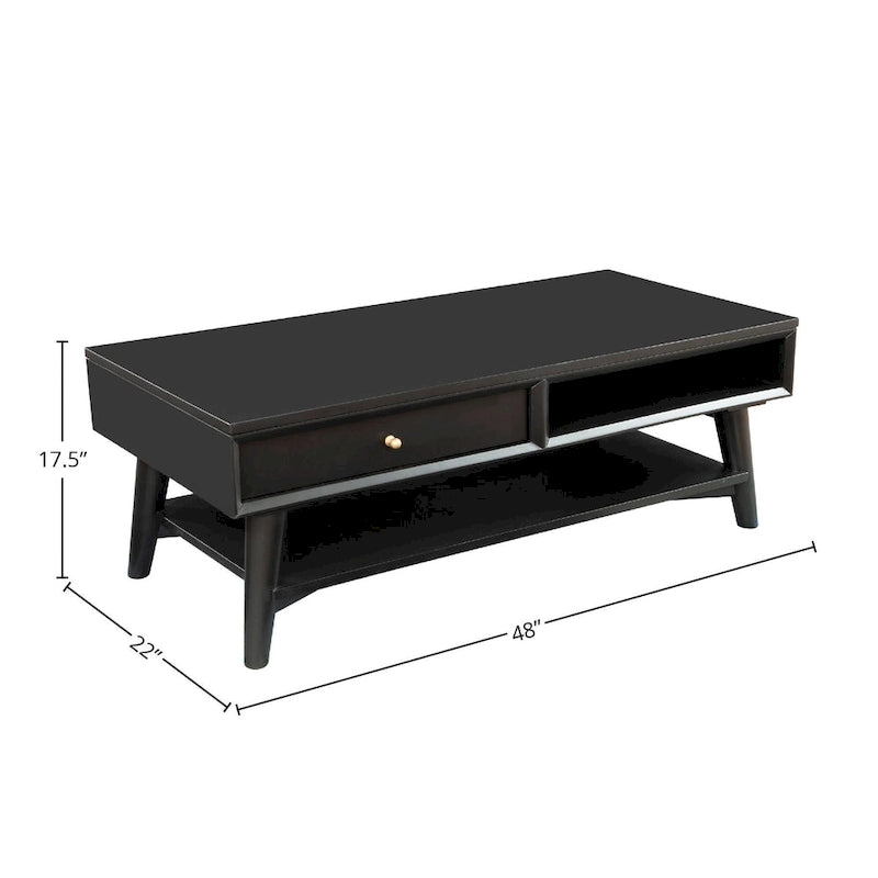 Table basse Flynn Mid Century Modern à 1 tiroir par Alpine Furniture