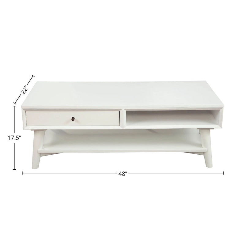 Table basse Flynn Mid Century Modern à 1 tiroir par Alpine Furniture