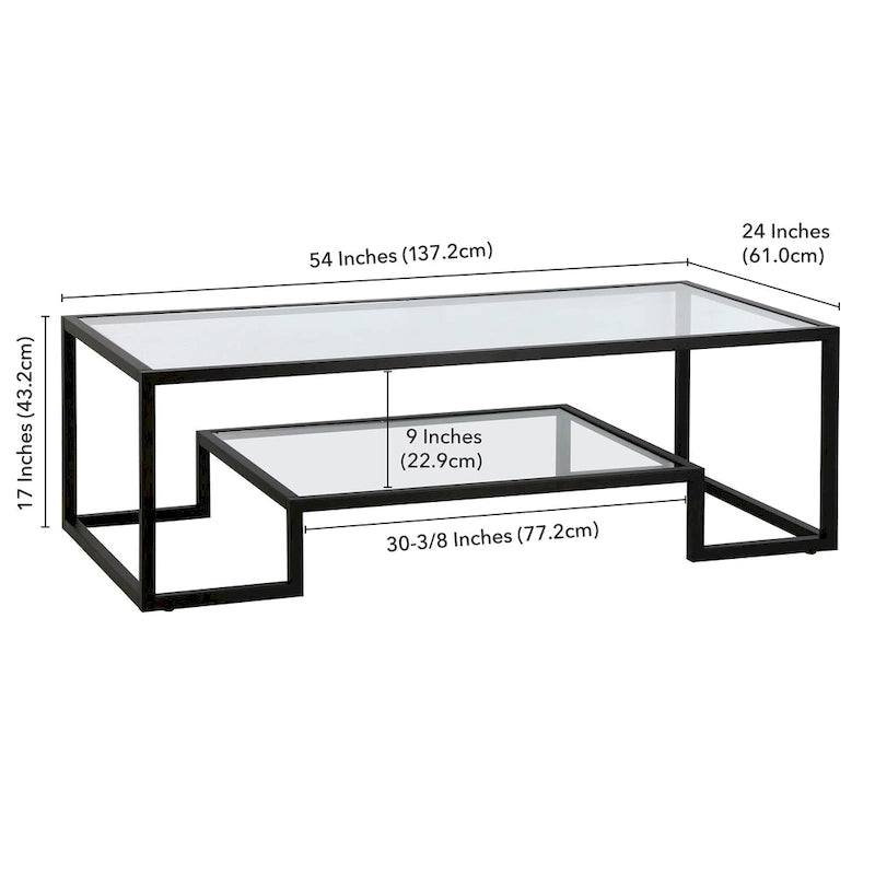 Table basse contemporaine en métal et verre Artemis