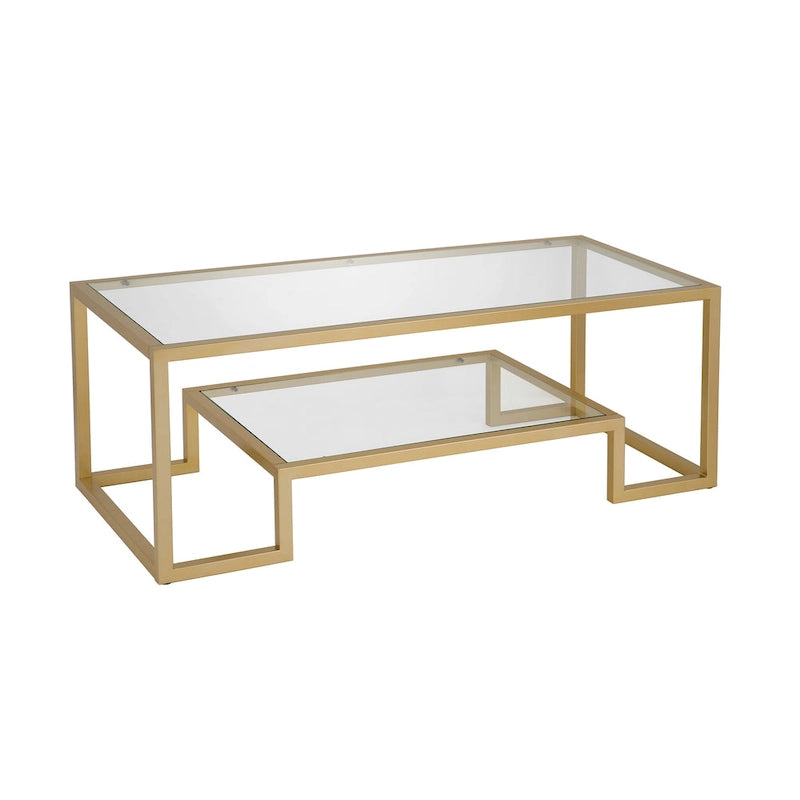 Table basse contemporaine en métal et verre Artemis