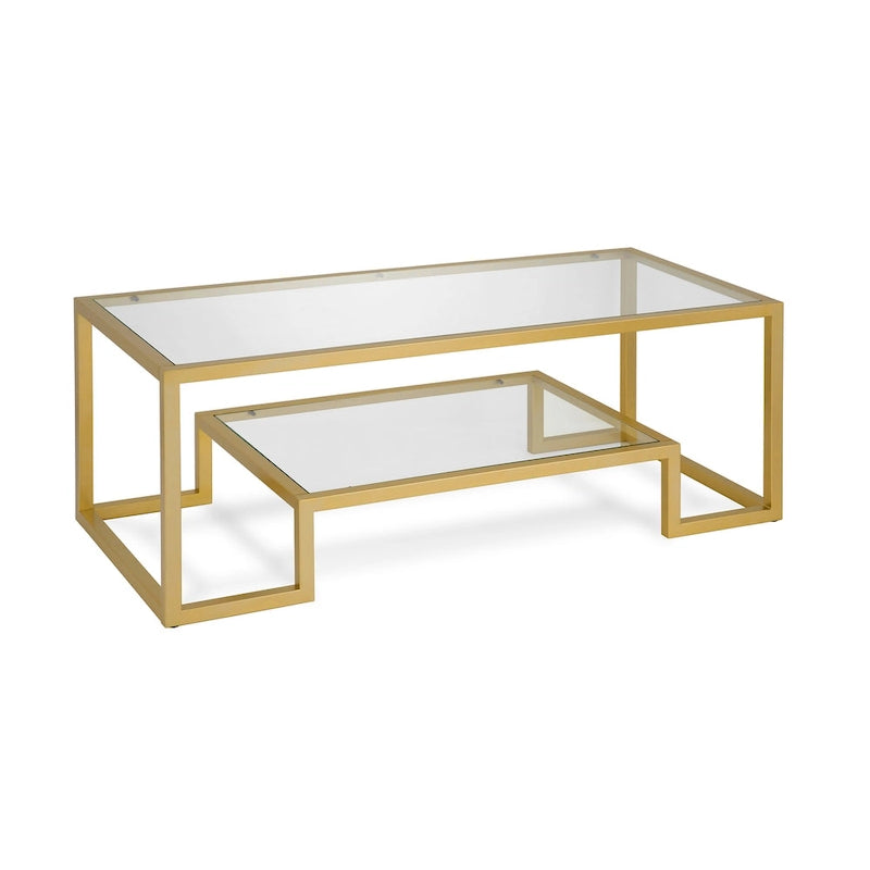 Table basse contemporaine en métal et verre Artemis