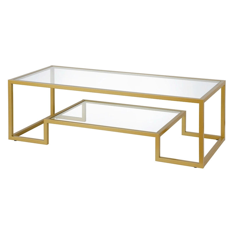 Table basse contemporaine en métal et verre Artemis