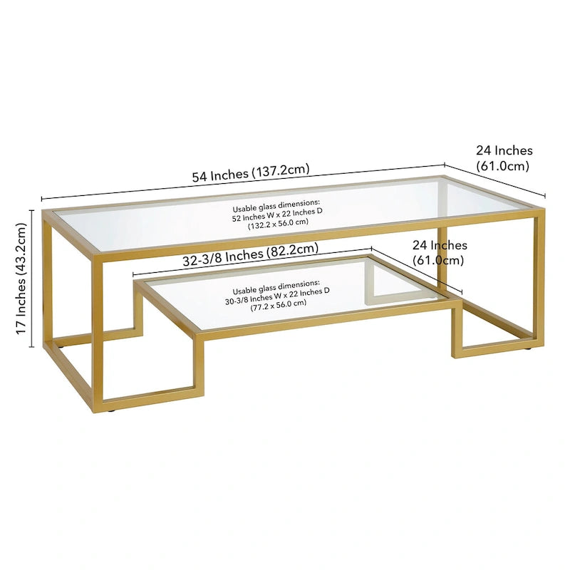 Table basse contemporaine en métal et verre Artemis