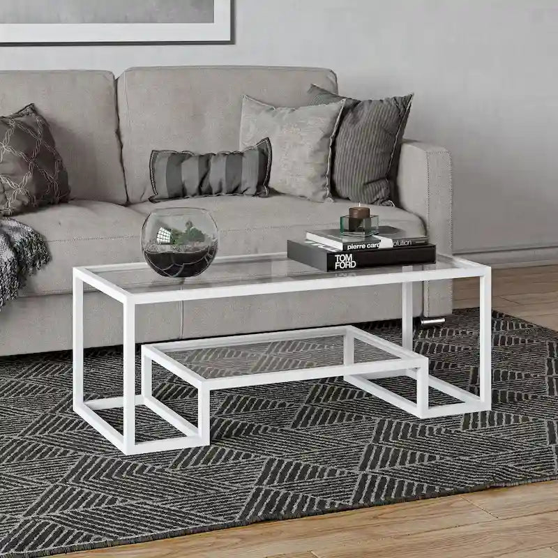 Table basse contemporaine en métal et verre Artemis