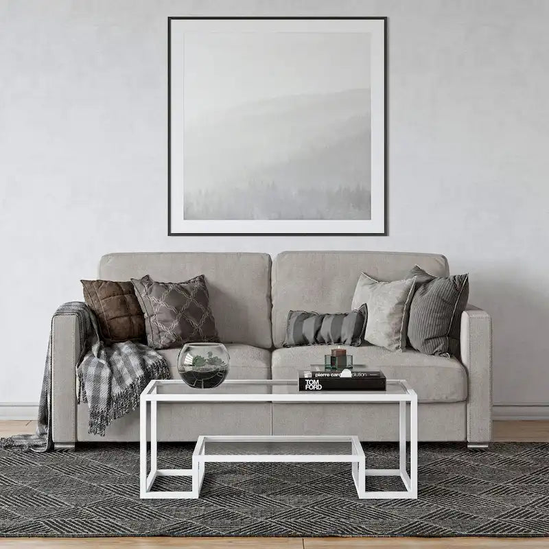 Table basse contemporaine en métal et verre Artemis