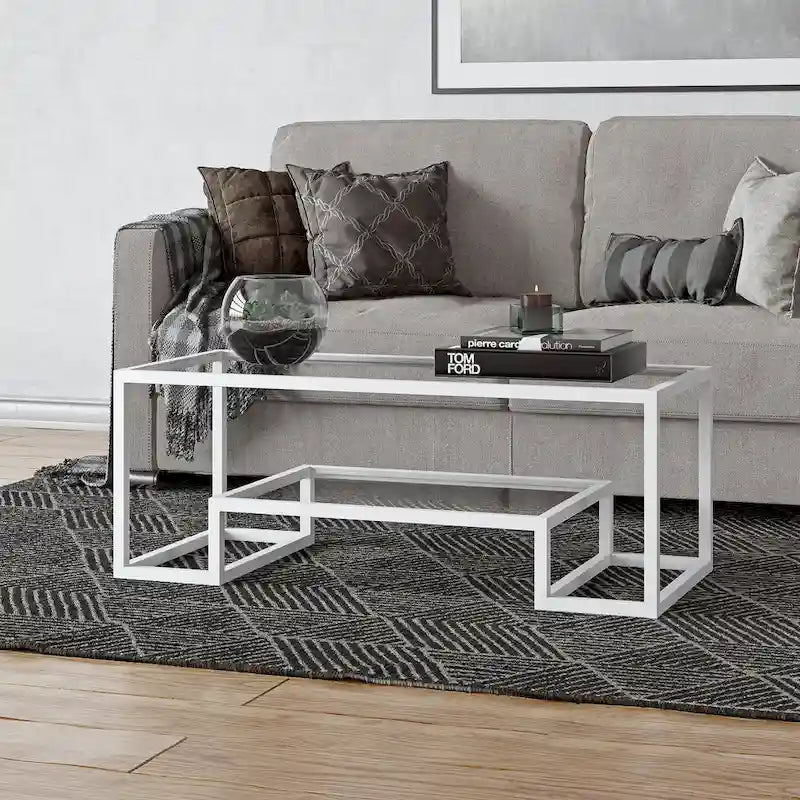 Table basse contemporaine en métal et verre Artemis