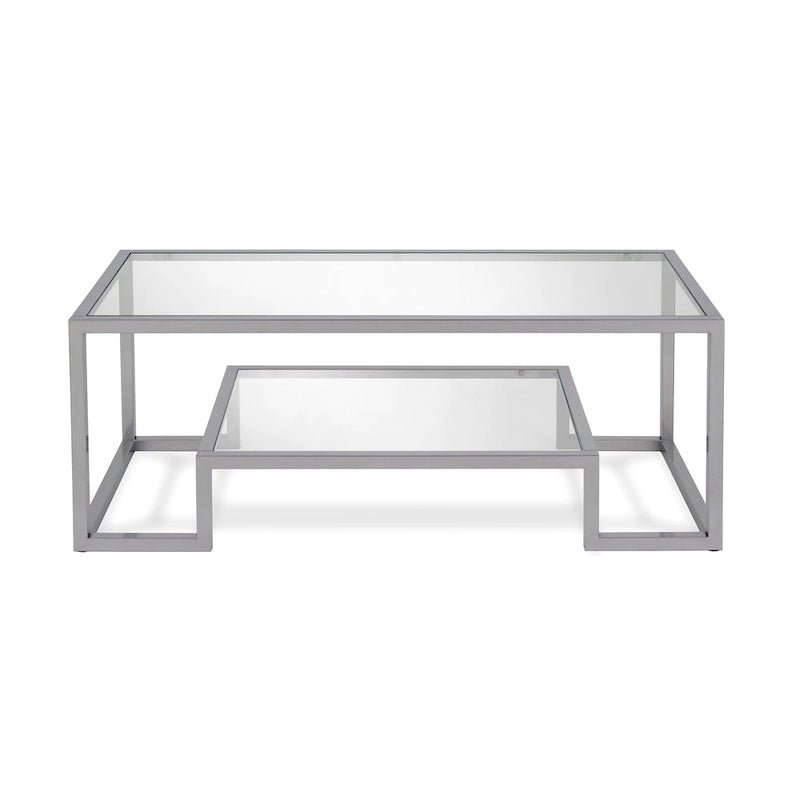 Table basse contemporaine en métal et verre Artemis