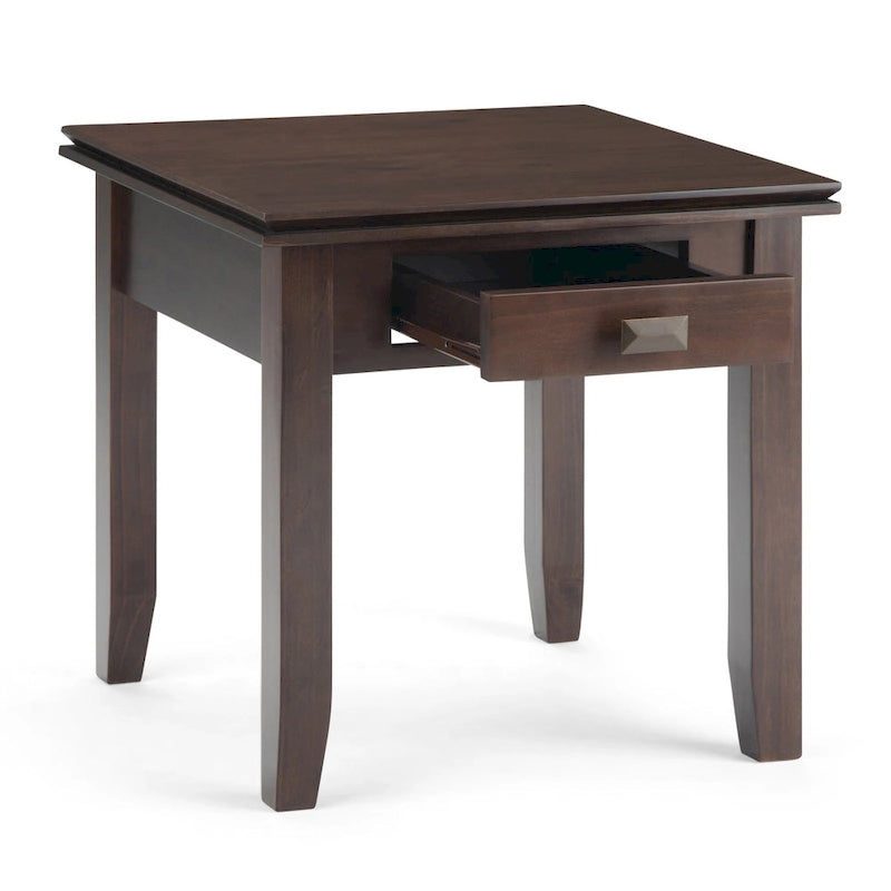 WYNDENHALL Stratford Table d'appoint carrée de style transitoire en BOIS MASSIF de 21 po de largeur