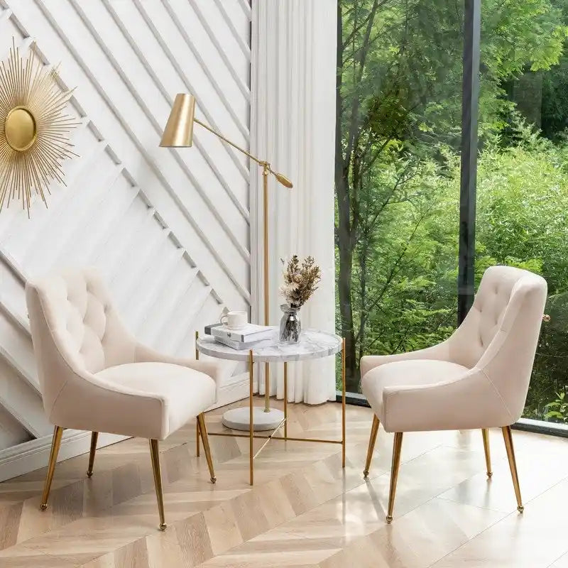 Lot de 2 chaises de salle à manger modernes, chaises d'appoint rembourrées sans accoudoirs avec dossier capitonné et poignée.
