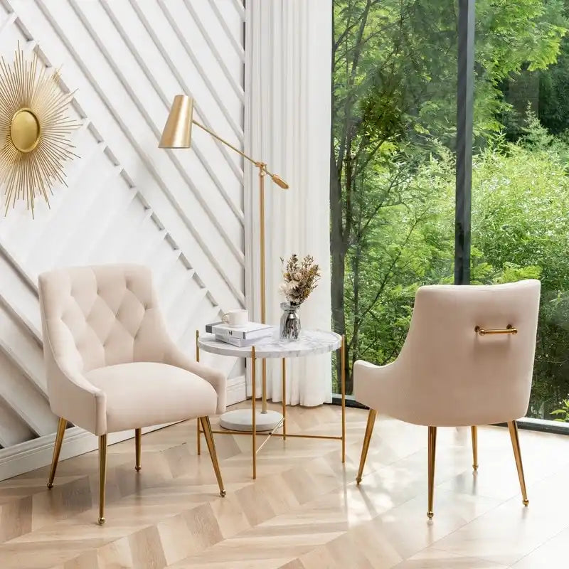 Lot de 2 chaises de salle à manger modernes, chaises d'appoint rembourrées sans accoudoirs avec dossier capitonné et poignée.