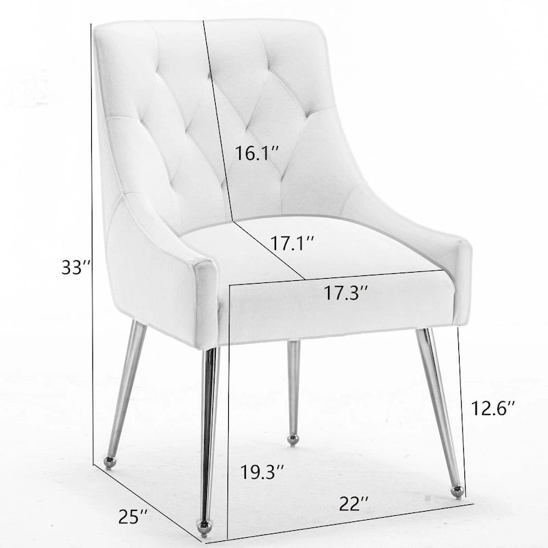 Lot de 2 chaises de salle à manger modernes, chaises d'appoint rembourrées sans accoudoirs avec dossier capitonné et poignée.