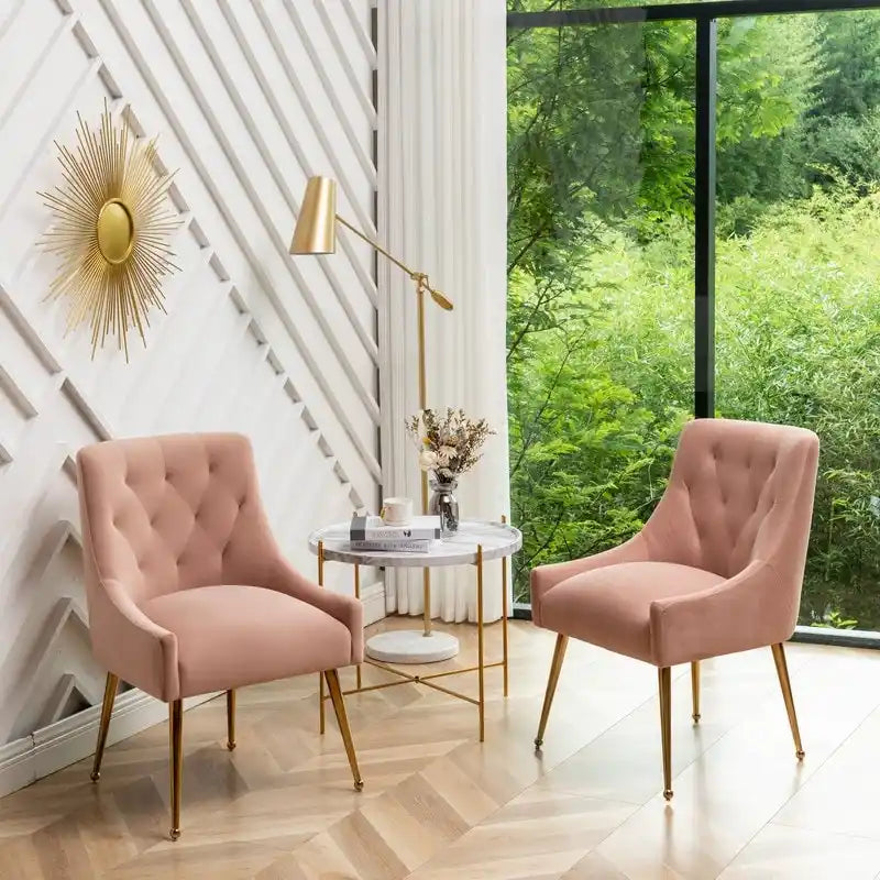 Lot de 2 chaises de salle à manger modernes, chaises d'appoint rembourrées sans accoudoirs avec dossier capitonné et poignée.
