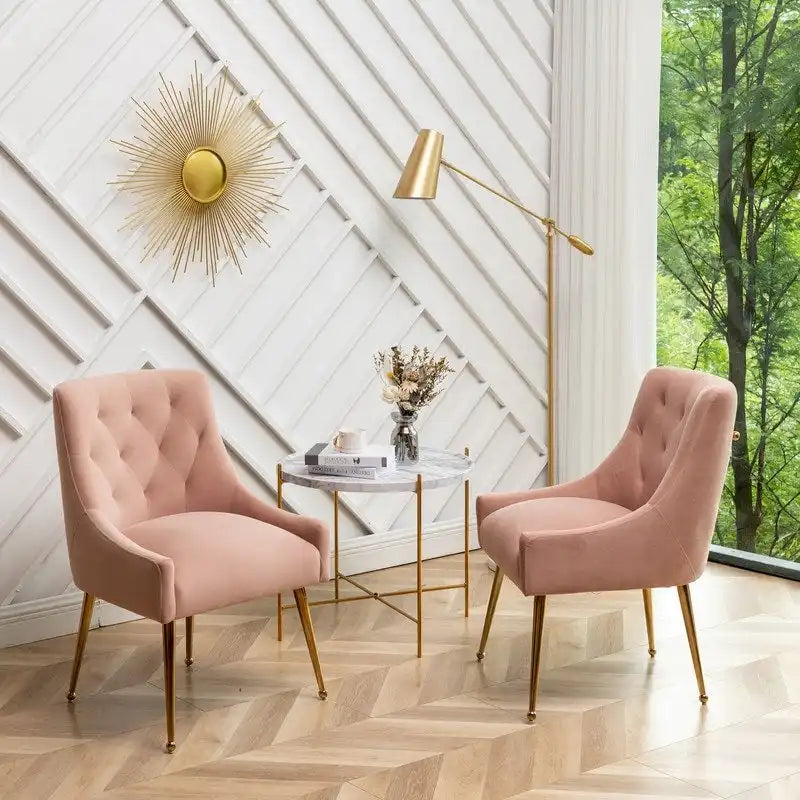 Lot de 2 chaises de salle à manger modernes, chaises d'appoint rembourrées sans accoudoirs avec dossier capitonné et poignée.