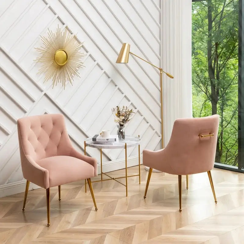 Lot de 2 chaises de salle à manger modernes, chaises d'appoint rembourrées sans accoudoirs avec dossier capitonné et poignée.