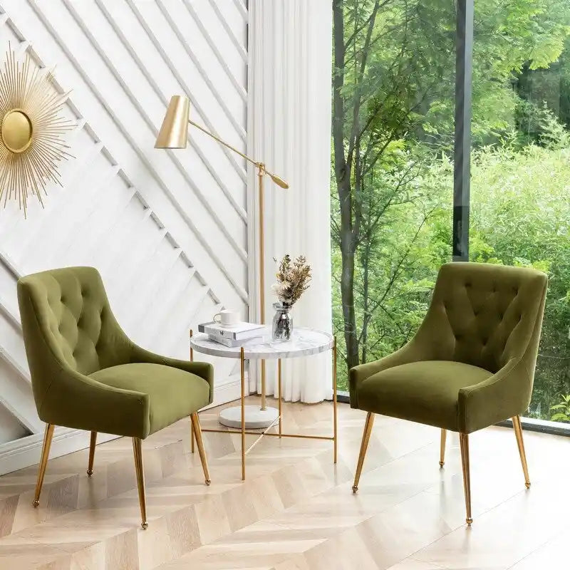 Lot de 2 chaises de salle à manger modernes, chaises d'appoint rembourrées sans accoudoirs avec dossier capitonné et poignée.