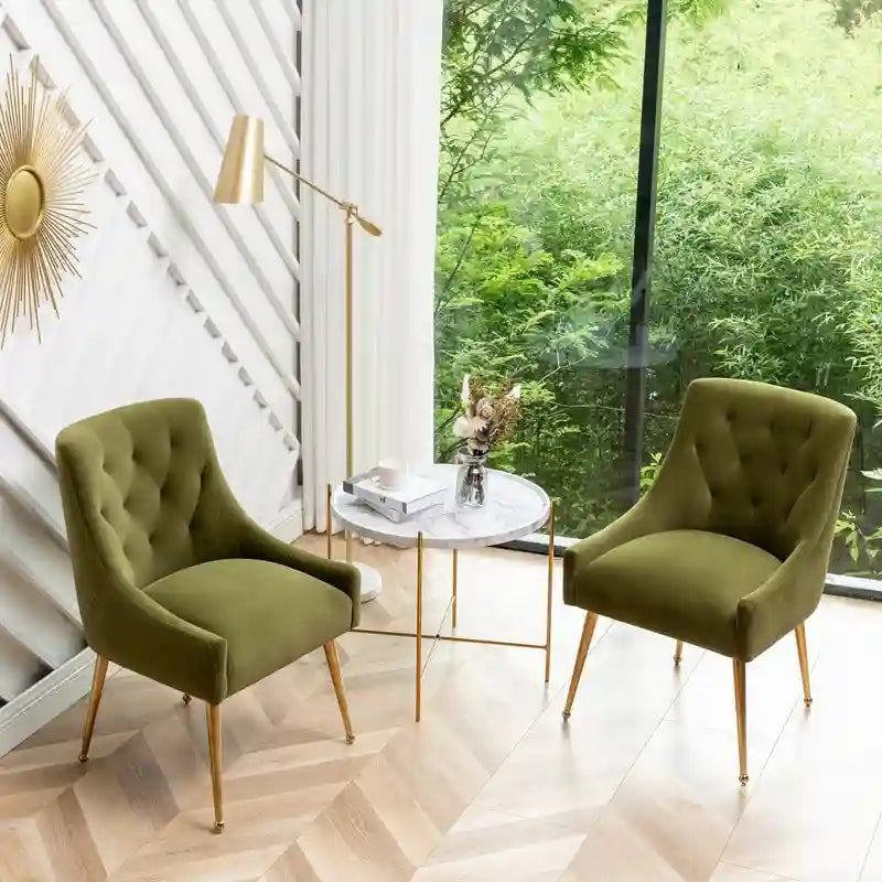 Lot de 2 chaises de salle à manger modernes, chaises d'appoint rembourrées sans accoudoirs avec dossier capitonné et poignée.