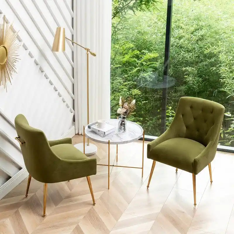Lot de 2 chaises de salle à manger modernes, chaises d'appoint rembourrées sans accoudoirs avec dossier capitonné et poignée.