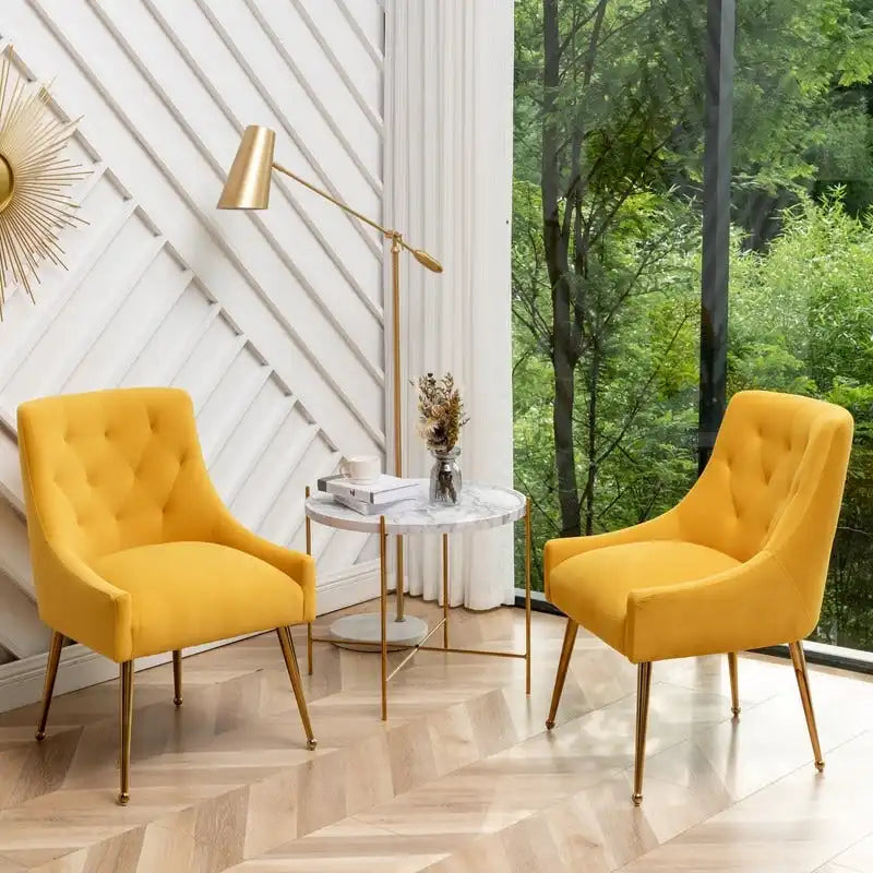 Lot de 2 chaises de salle à manger modernes, chaises d'appoint rembourrées sans accoudoirs avec dossier capitonné et poignée.