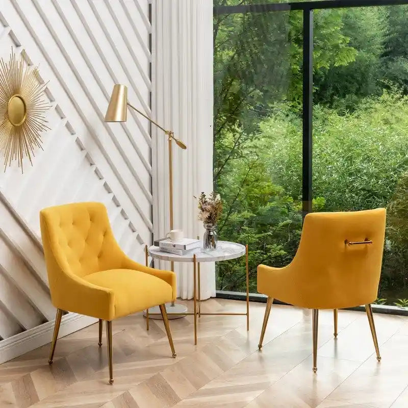 Lot de 2 chaises de salle à manger modernes, chaises d'appoint rembourrées sans accoudoirs avec dossier capitonné et poignée.