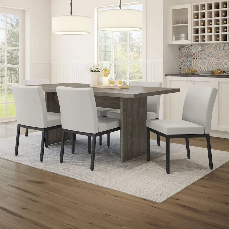 Amisco Jeffrey 72 Table and Perry Chairs 7-Pieces Dining Set