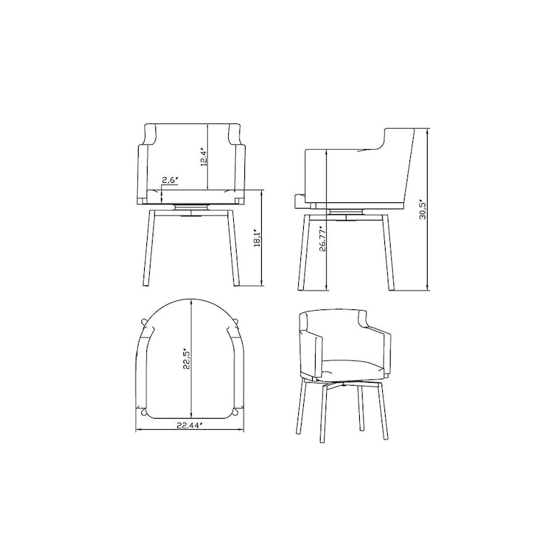 Somette Modern Club Arm Chair avec pivot à mémoire, ensemble de 2