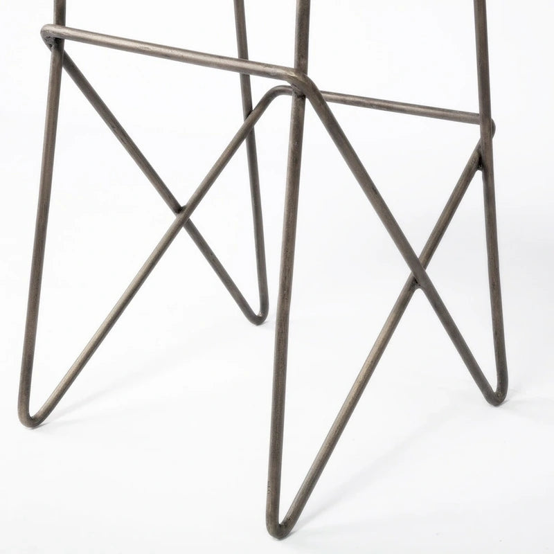Tabouret de comptoir Katniss en tissu crème et piètement en métal doré