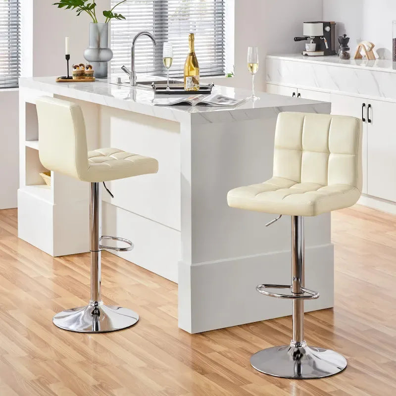 Yaheetech Lot de 2 chaises de bar pivotantes modernes réglables en similicuir