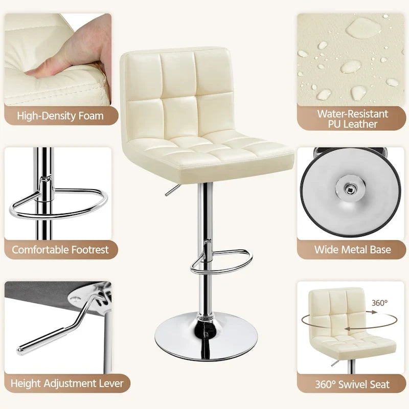 Yaheetech Lot de 2 chaises de bar pivotantes modernes réglables en similicuir