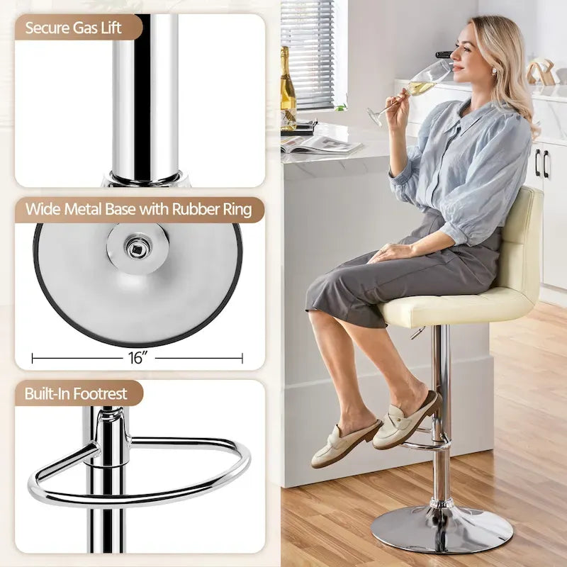 Yaheetech Lot de 2 chaises de bar pivotantes modernes réglables en similicuir