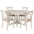 Ensemble de salle à manger rond en bois avec plateau rabattable extensible et 4 chaises rembourrées