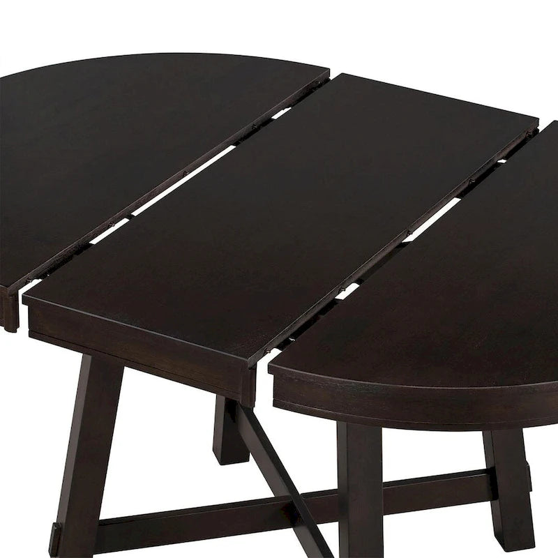 Ensemble de salle à manger rond en bois avec plateau rabattable extensible et 4 chaises rembourrées