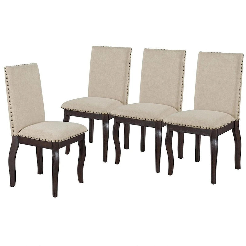 Ensemble de salle à manger rond en bois avec plateau rabattable extensible et 4 chaises rembourrées
