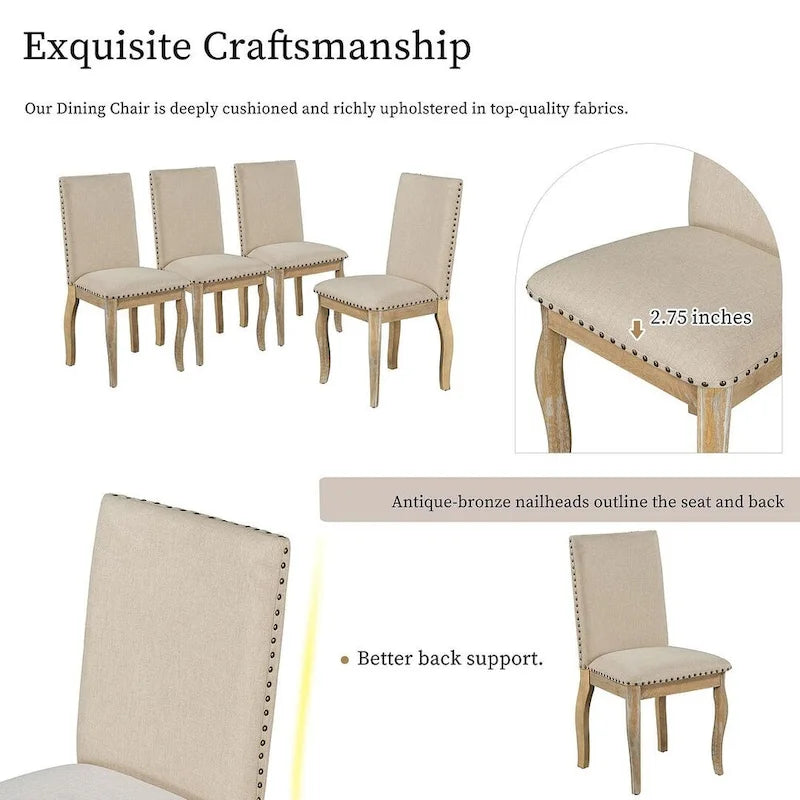 Ensemble de salle à manger rond en bois avec plateau rabattable extensible et 4 chaises rembourrées