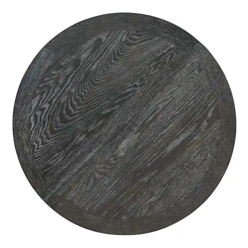 Ensemble de salle à manger rond en bois avec plateau rabattable extensible et 4 chaises rembourrées