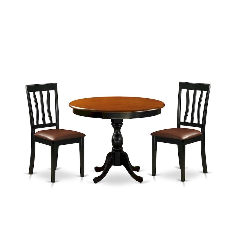 Ensemble de salle à manger East West Furniture – Une table de cuisine ronde et des chaises de salle à manger, noir et cerisier (options de pièces et de type de siège)