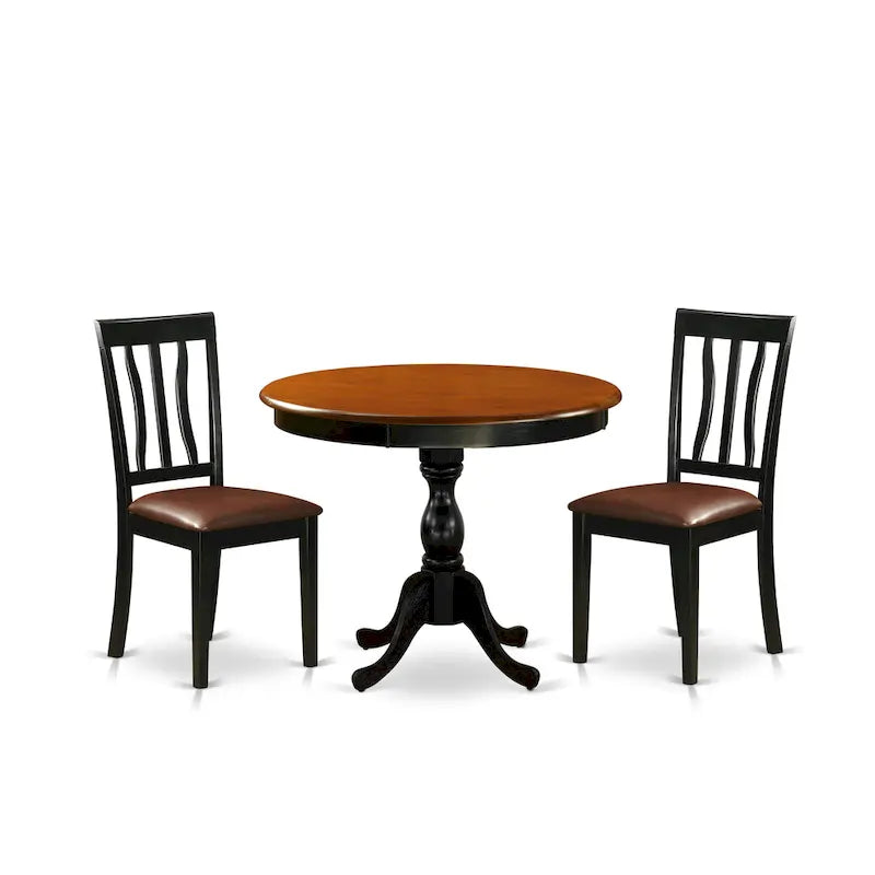 Ensemble de salle à manger East West Furniture – Une table de cuisine ronde et des chaises de salle à manger, noir et cerisier (options de pièces et de type de siège)