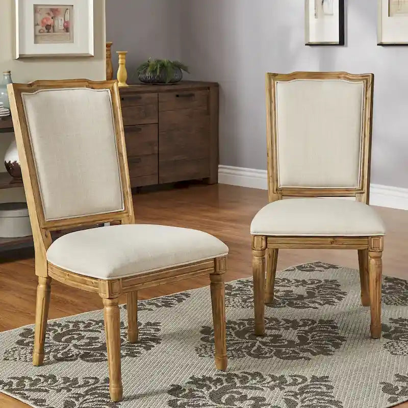 Chaises de salle à manger en lin Deana Ornate (Lot de 2) par iNSPIRE Q Artisan