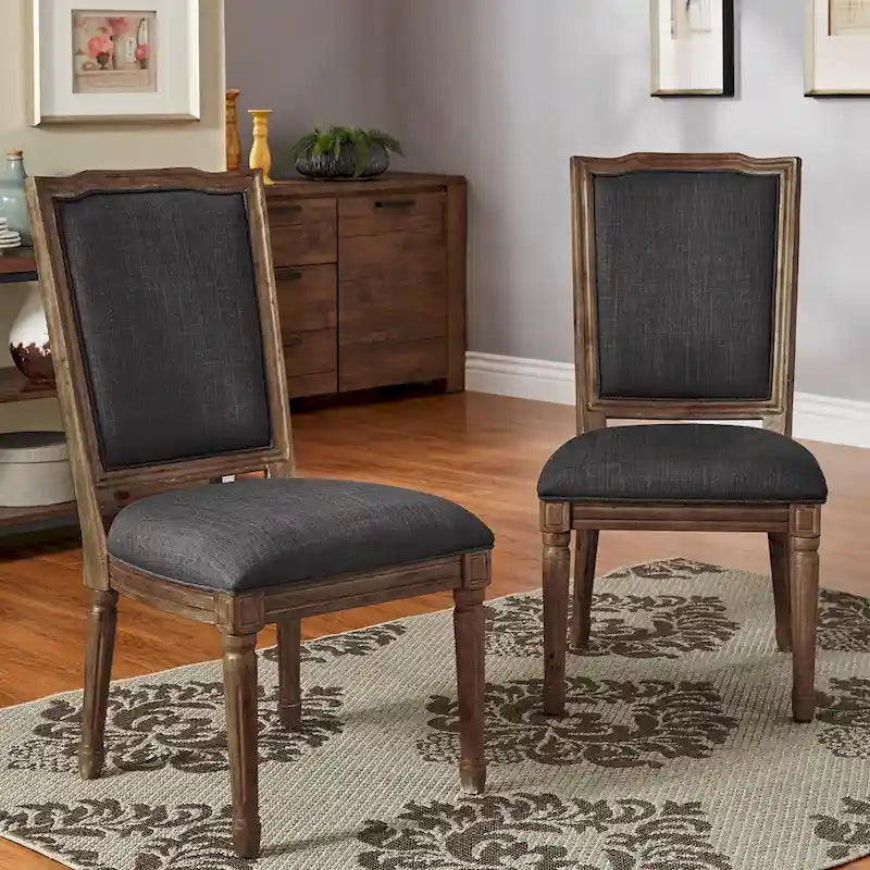Chaises de salle à manger en lin Deana Ornate (Lot de 2) par iNSPIRE Q Artisan